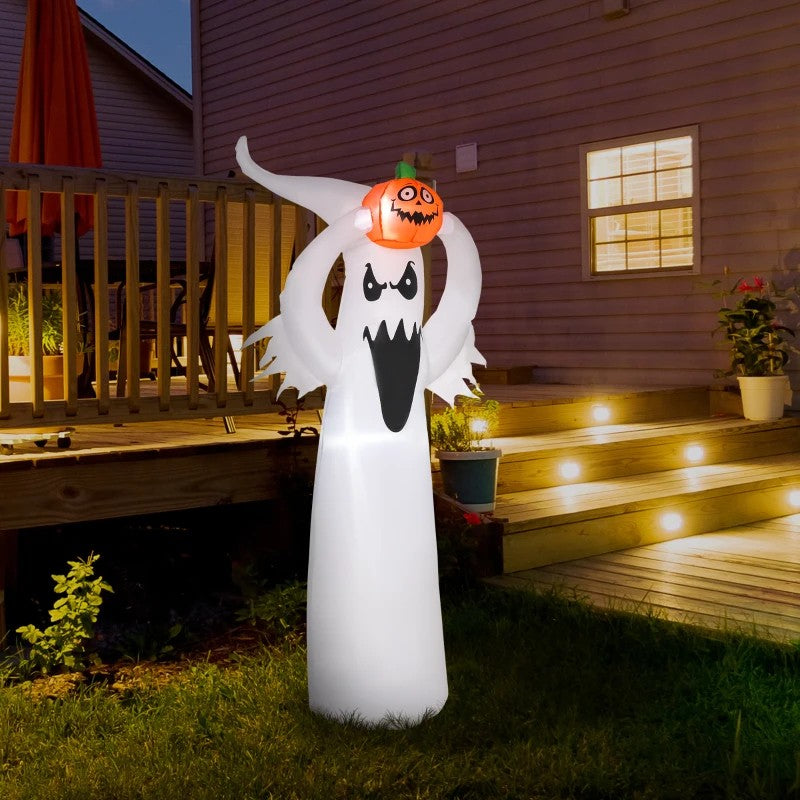 Inflatable Halloween Floating Ghost Pumpkin Outdoor Decoration w/ LED Lights 6FT
