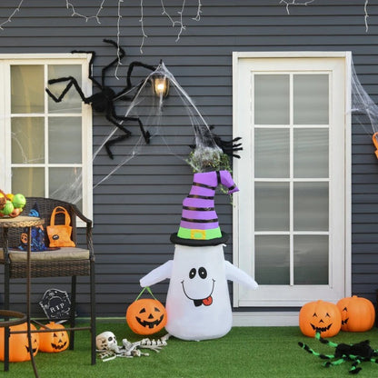Halloween 1.2m LED Outdoor Inflatable Decoration - Ghost w/ Pumpkin Lantern