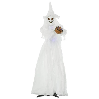 72 Inch Halloween Decorations White Witch Holding Pumpkin Head