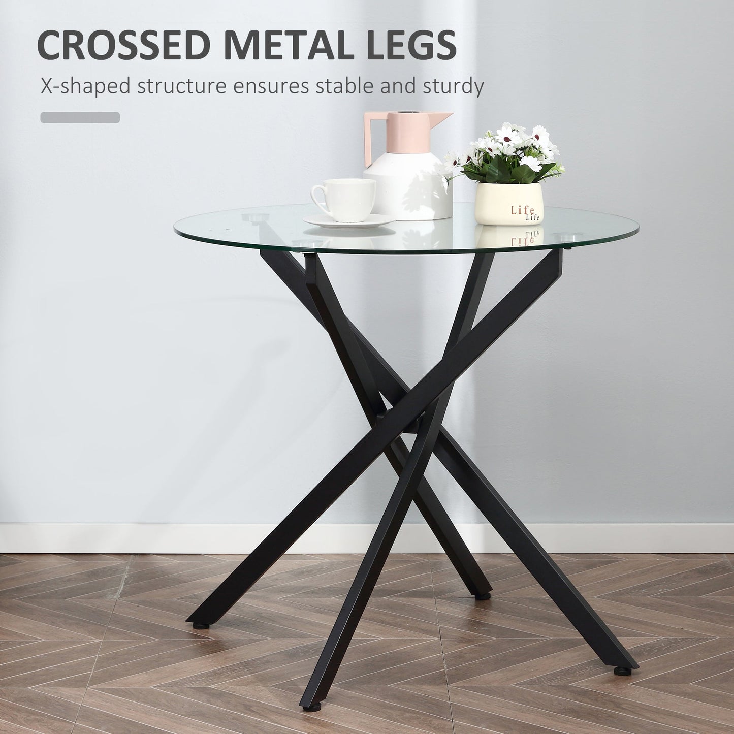 Side Table with Clear Tempered Glass Top