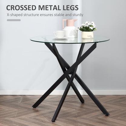 Side Table with Clear Tempered Glass Top