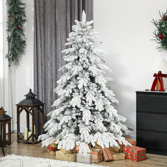 6ft Christmas Tree Artificial - White Frosted Green  1338 Tips