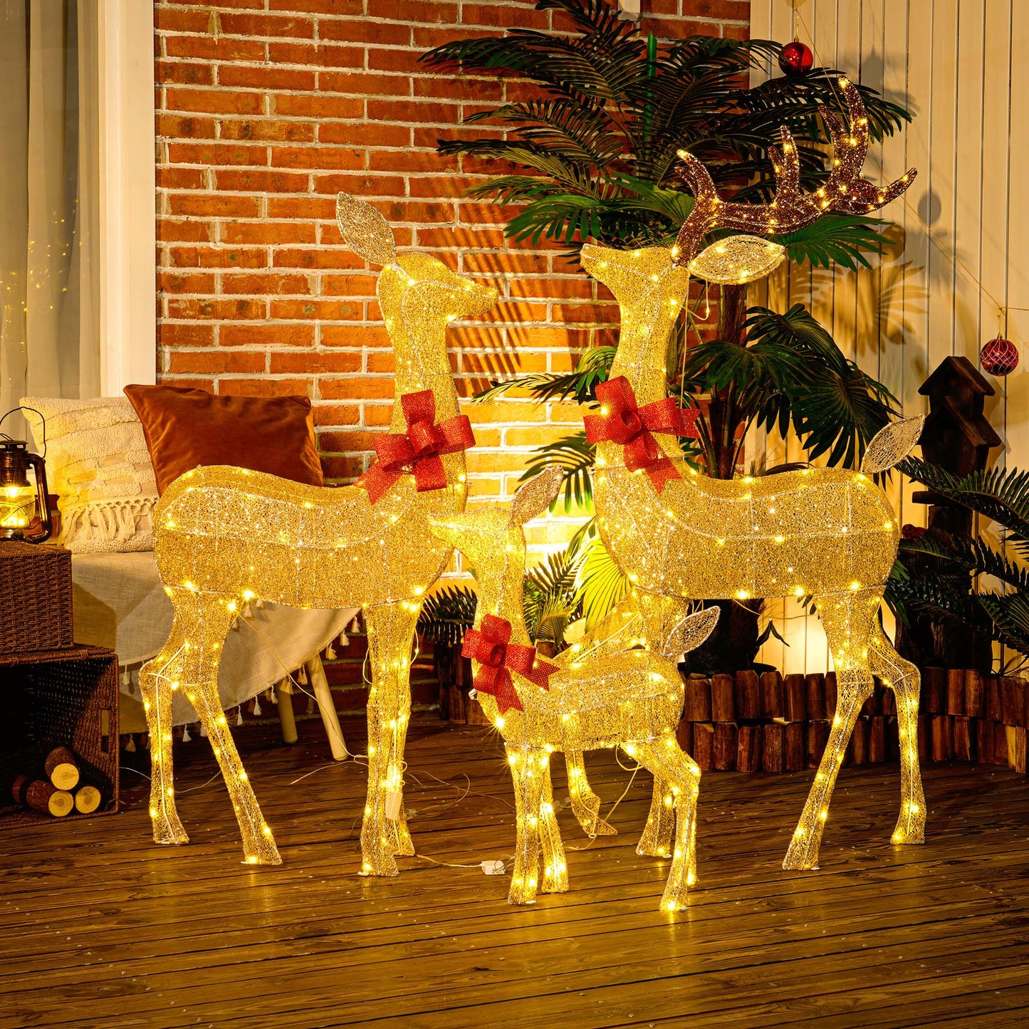 3 Piece Christmas Feature Light Multifunction Warm White Outdoor LED