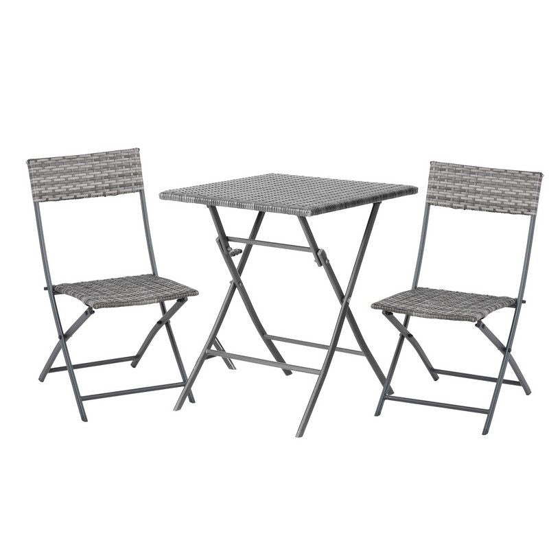 Foldable 2 Seater Chair Bistro Set Garden Patio Table & Chair Rattan Furniture