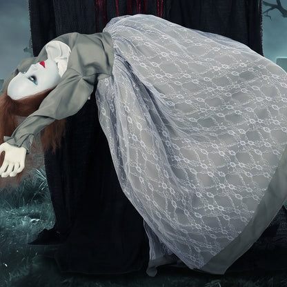 Animated Witch And Ghost Halloween Decoration - 180cm