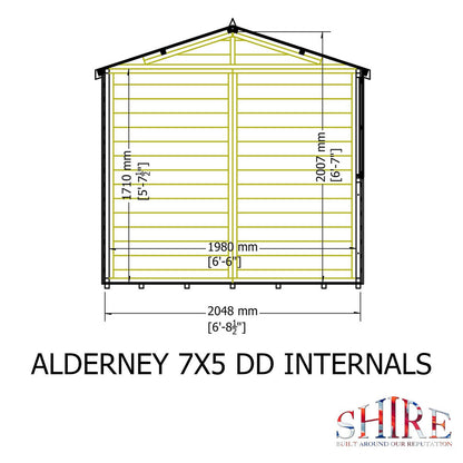Shire Alderney 6' x 7' 2" Apex Shed - Premium Dip Treated Tongue & Groove
