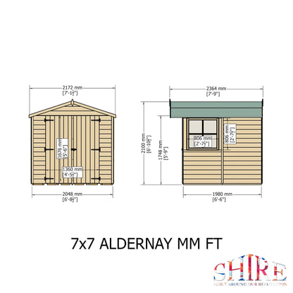 Alderney 6' 2" x 6' 8" Apex Shed - Premium Dip Treated Shiplap