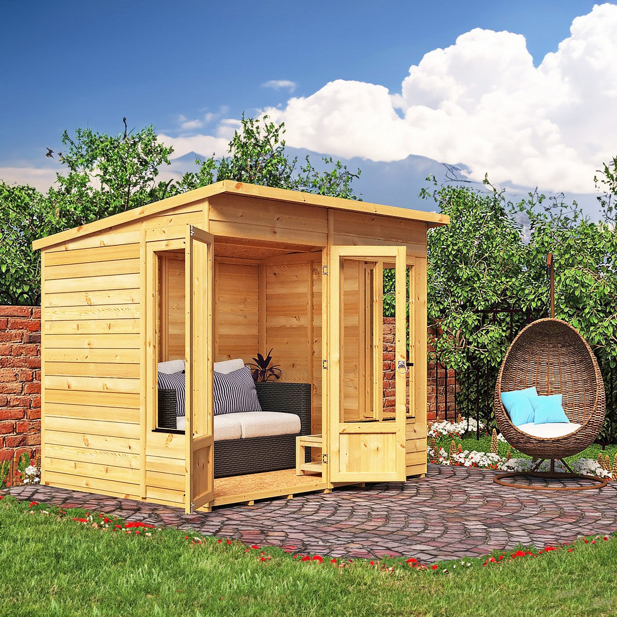 Shire Alora 7' 1" x 8' 1" Pent Summerhouse - Premium Dip Treated Overlap