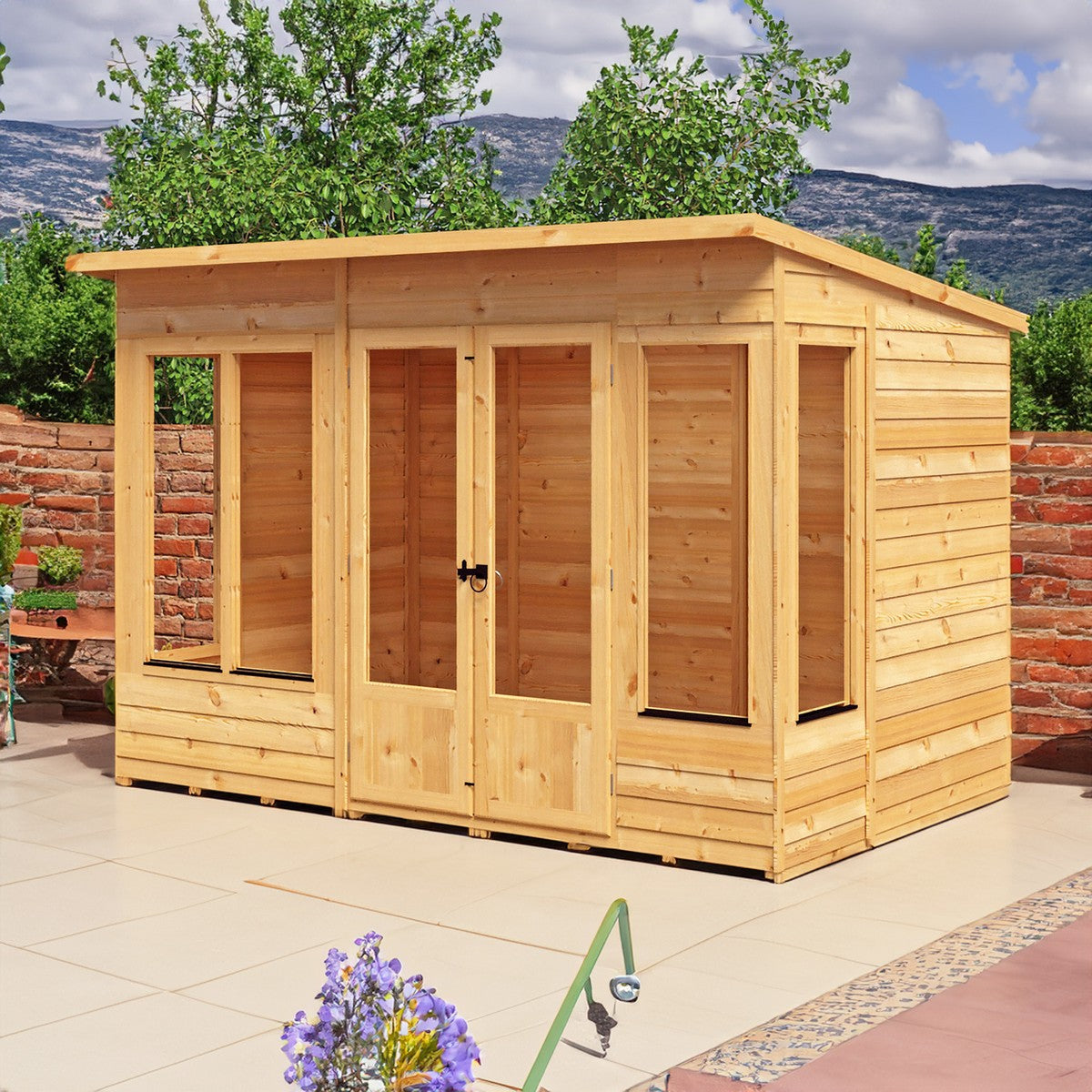 Shire Alora 7' 1" x 10' Pent Summerhouse - Premium Dip Treated Overlap