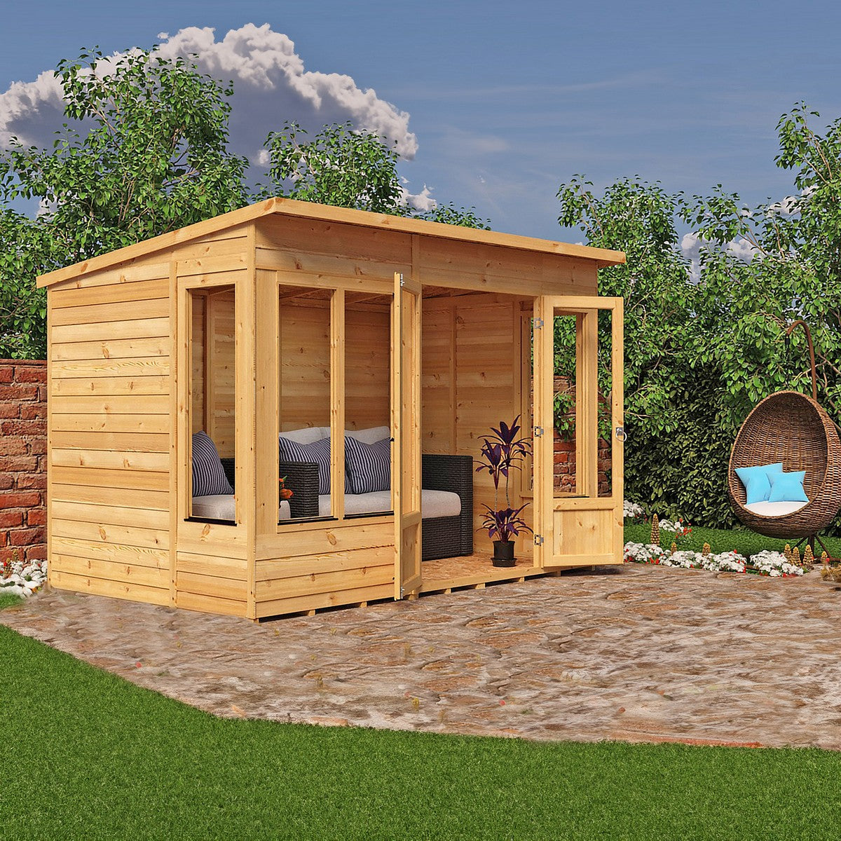 Shire Alora 7' 1" x 10' Pent Summerhouse - Premium Dip Treated Overlap