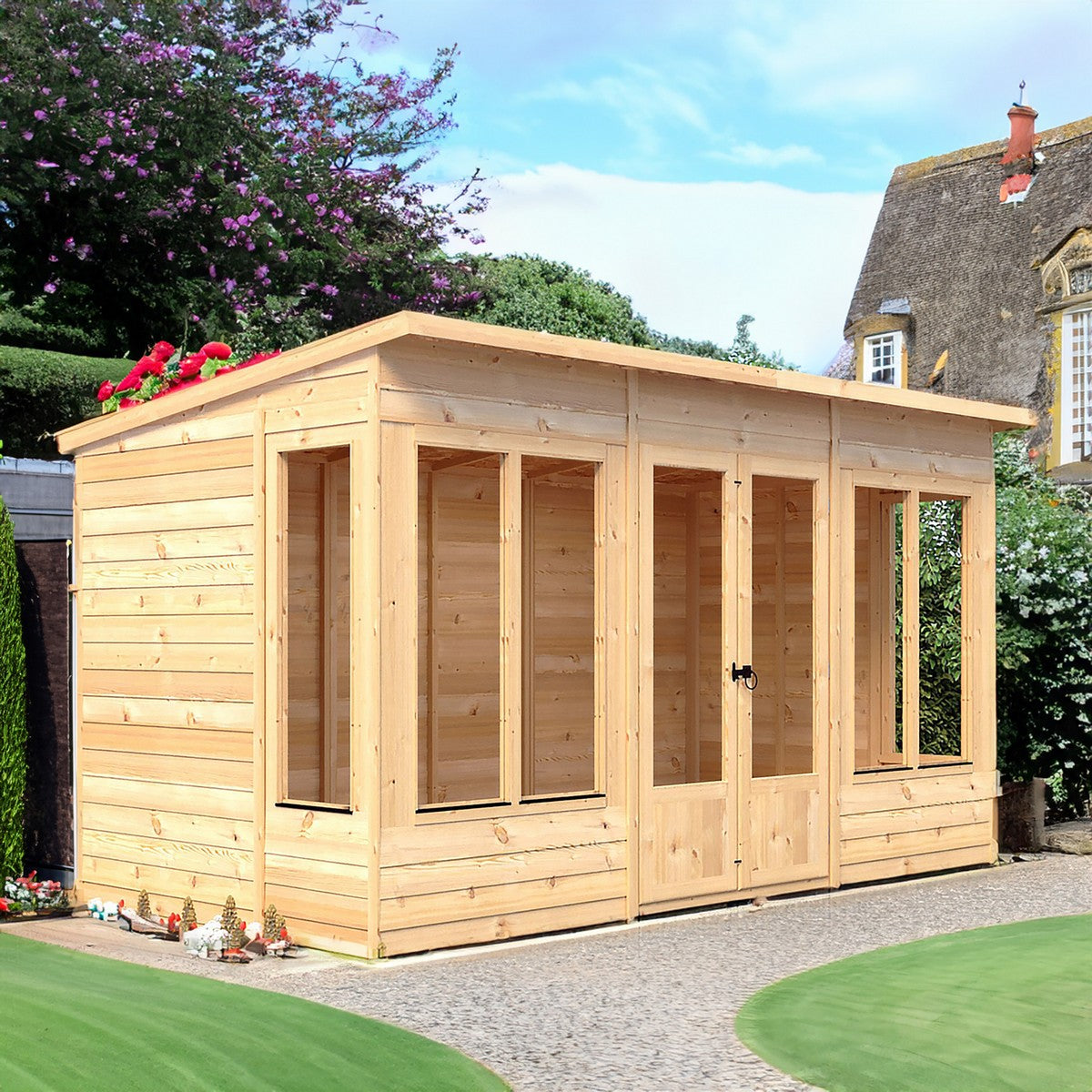 Shire Alora 7' 1" x 12' Pent Summerhouse - Premium Dip Treated Overlap