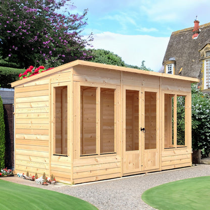 Shire Alora 7' 1" x 12' Pent Summerhouse - Premium Dip Treated Overlap