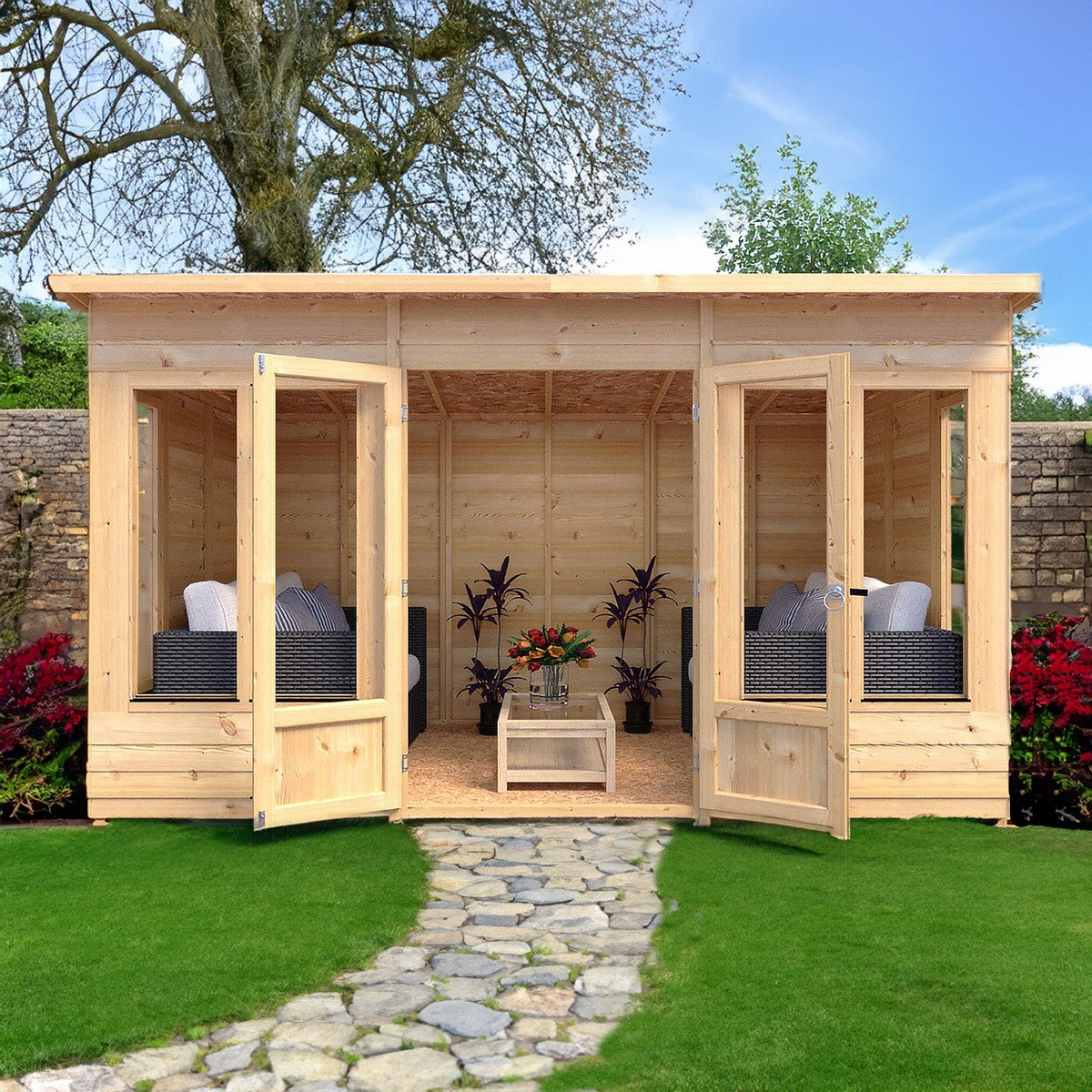 Shire Alora 7' 1" x 12' Pent Summerhouse - Premium Dip Treated Overlap