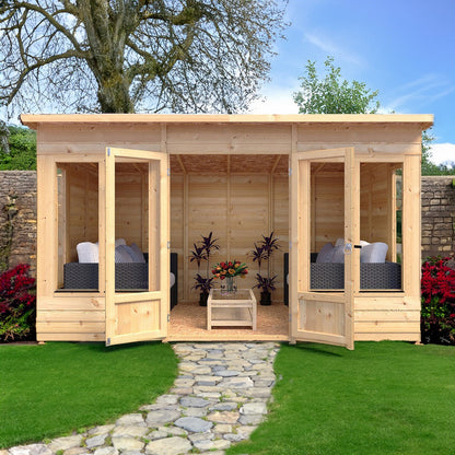 Shire Alora 7' 1" x 12' Pent Summerhouse - Premium Dip Treated Overlap