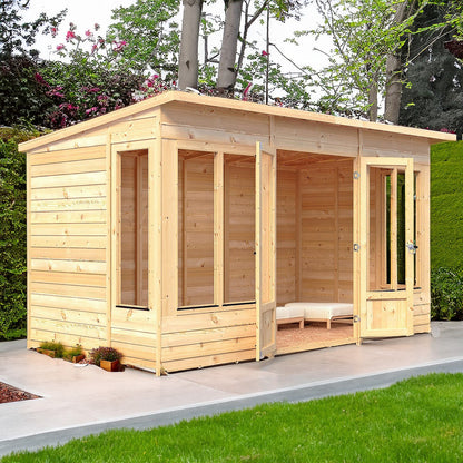 Shire Alora 7' 1" x 12' Pent Summerhouse - Premium Dip Treated Overlap