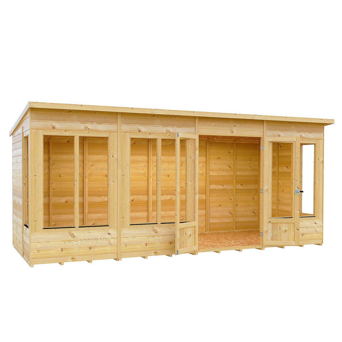 Shire Alora 7' 1" x 15' 11" Pent Summerhouse - Premium Dip Treated Overlap