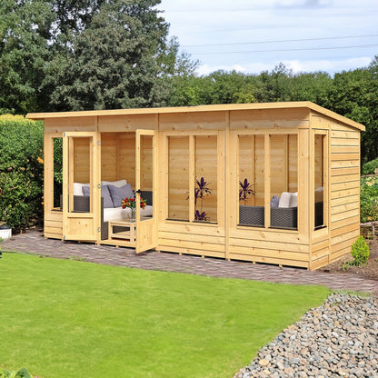 Shire Alora 7' 1" x 15' 11" Pent Summerhouse - Premium Dip Treated Overlap