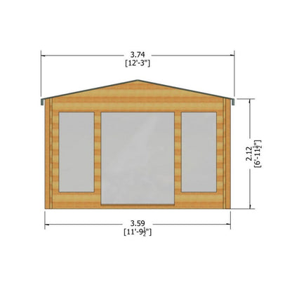 Shire Shire Argyll 11' 9" x 7' 10" Apex Log Cabin - Premium 44mm Cladding Tongue & Groove