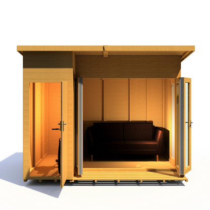 Shire Aster 8' 7" x 10' 4" Pent Summerhouse with Side Shed - Premium Dip Treated Shiplap