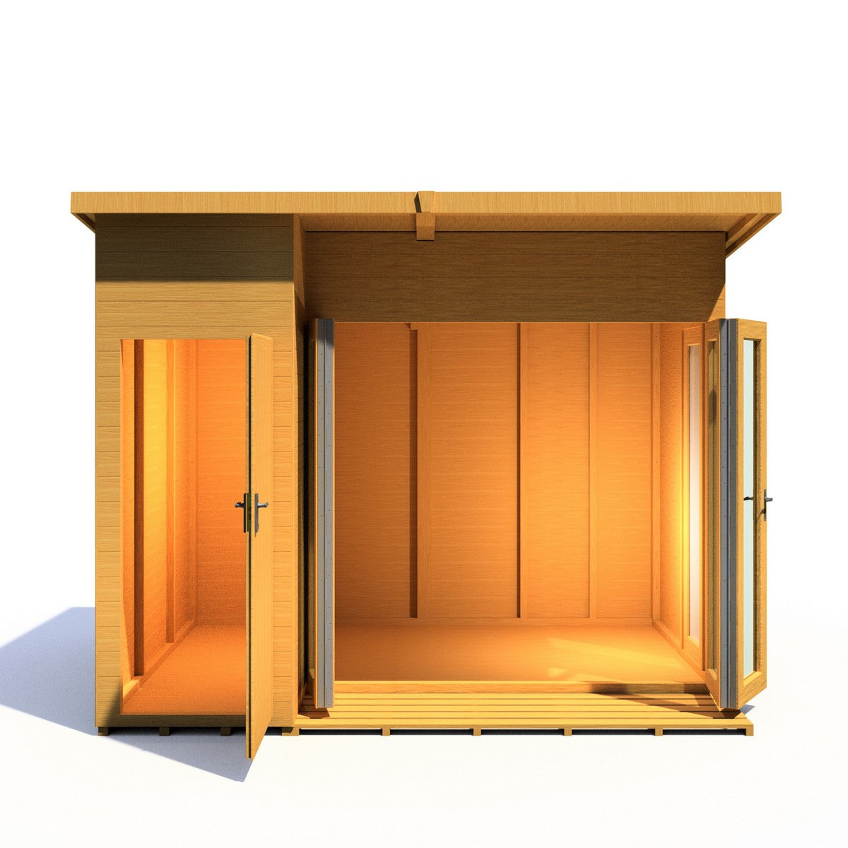 Shire Aster 8' 7" x 10' 4" Pent Summerhouse with Side Shed - Premium Dip Treated Shiplap