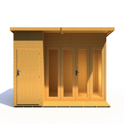 Shire Aster 8' 7" x 10' 4" Pent Summerhouse with Side Shed - Premium Dip Treated Shiplap