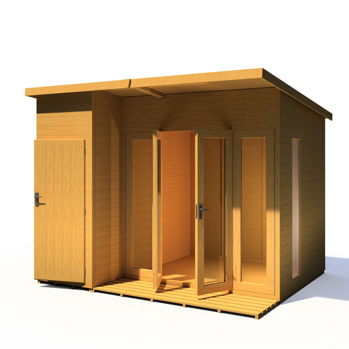 Shire Aster 8' 7" x 10' 4" Pent Summerhouse with Side Shed - Premium Dip Treated Shiplap