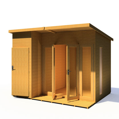 Shire Aster 8' 7" x 10' 4" Pent Summerhouse with Side Shed - Premium Dip Treated Shiplap