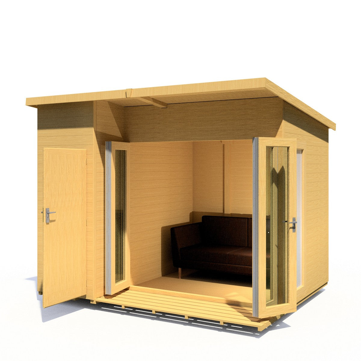 Shire Aster 8' 7" x 10' 4" Pent Summerhouse with Side Shed - Premium Dip Treated Shiplap