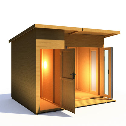 Shire Aster 8' 7" x 10' 4" Pent Summerhouse with Side Shed - Premium Dip Treated Shiplap
