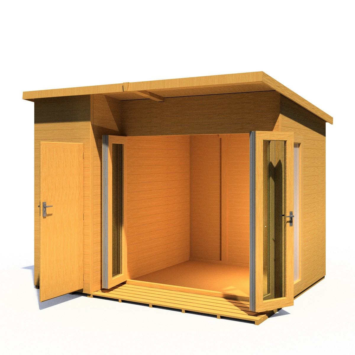 Shire Aster 8' 7" x 10' 4" Pent Summerhouse with Side Shed - Premium Dip Treated Shiplap