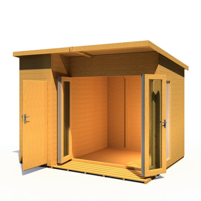 Shire Aster 8' 7" x 10' 4" Pent Summerhouse with Side Shed - Premium Dip Treated Shiplap
