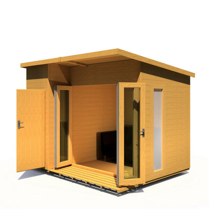 Shire Aster 8' 7" x 10' 4" Pent Summerhouse with Side Shed - Premium Dip Treated Shiplap