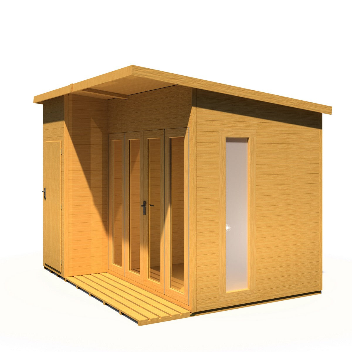 Shire Aster 8' 7" x 10' 4" Pent Summerhouse with Side Shed - Premium Dip Treated Shiplap
