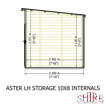 Shire Aster 8' 7" x 10' 4" Pent Summerhouse with Side Shed - Premium Dip Treated Shiplap