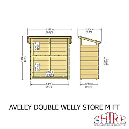 Shire Aveley 1' 11" x 3' 8" Pent Boot Store - Classic Dip Treated Shiplap