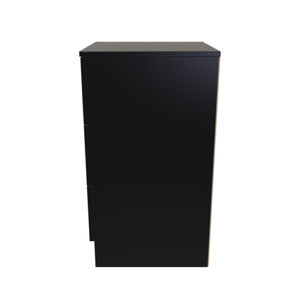 Avon Bedside Table Black 3 Drawers 70cm