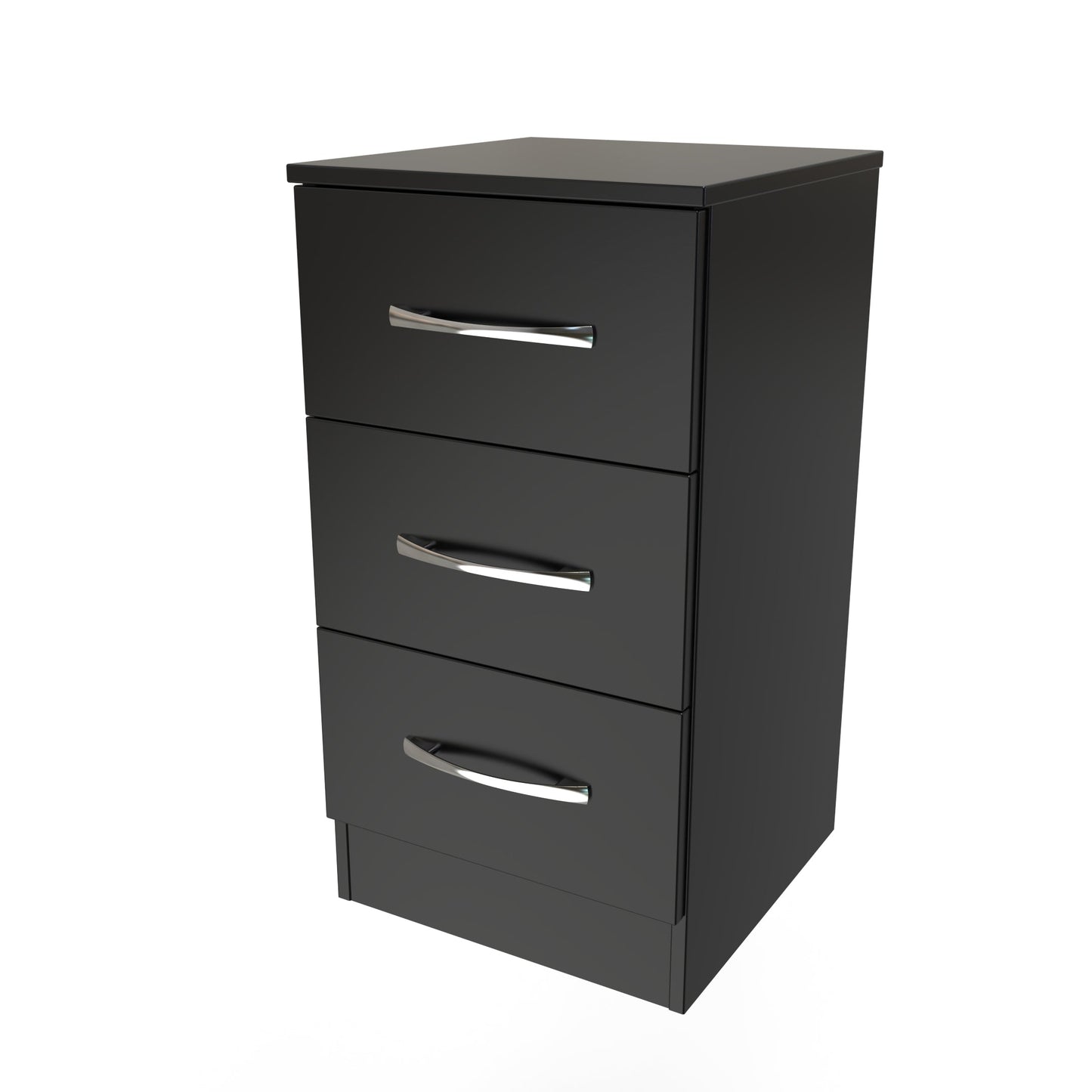 Avon Bedside Table Black 3 Drawers 70cm