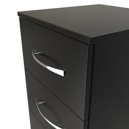 Avon Bedside Table Black 3 Drawers 70cm