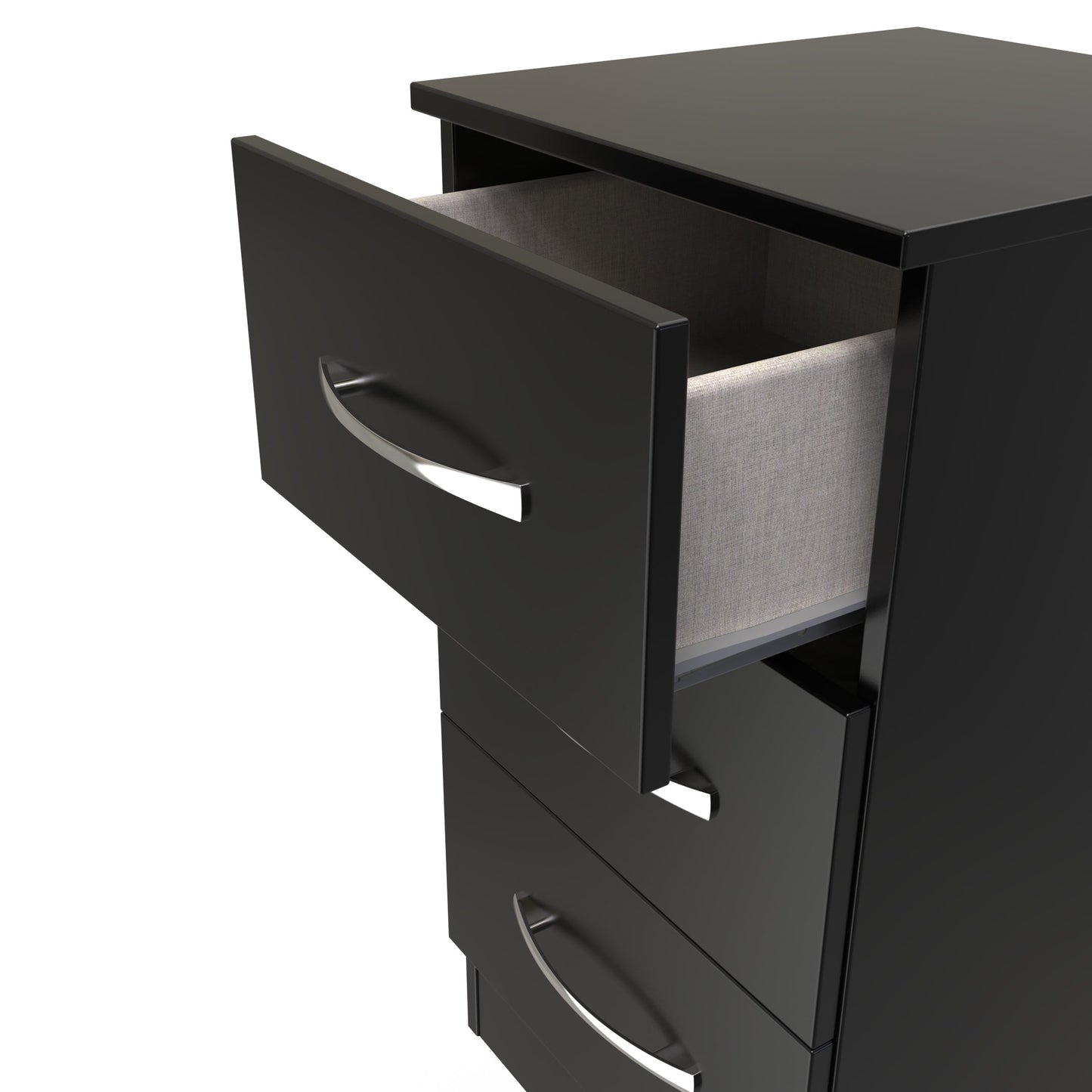 Avon Bedside Table Black 3 Drawers 70cm