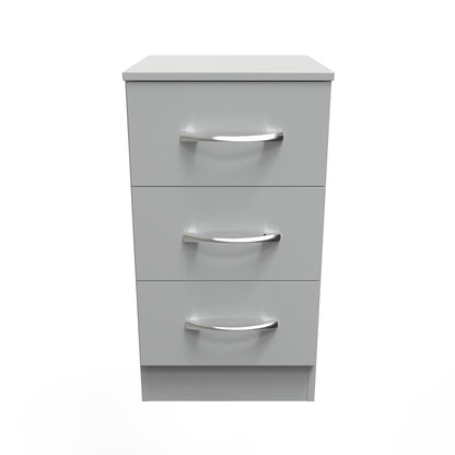 Avon Bedside Table Grey 3 Drawers 70cm