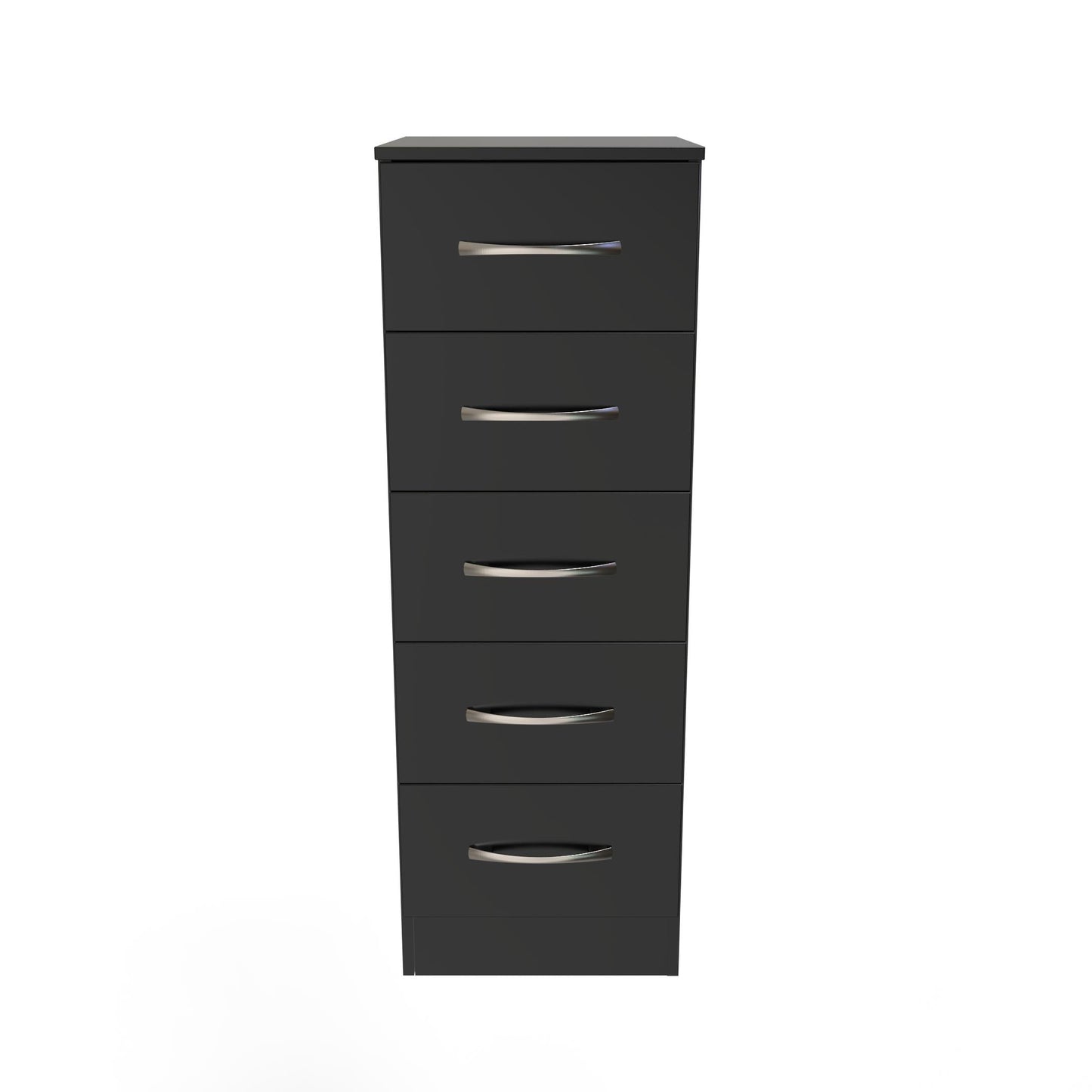 Avon Tall Slim Chest of Drawers Black 5 Drawers 108cm