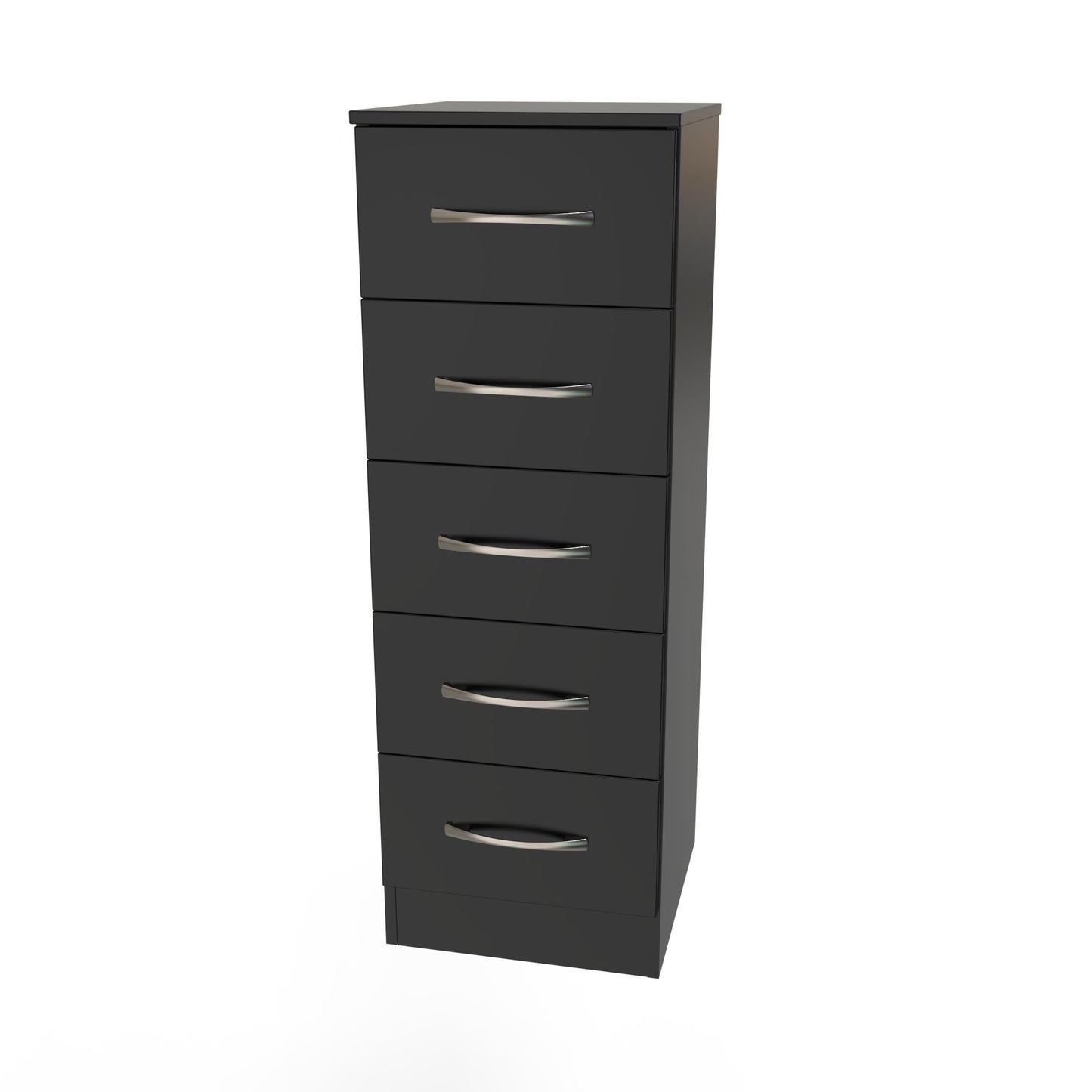 Avon Tall Slim Chest of Drawers Black 5 Drawers 108cm