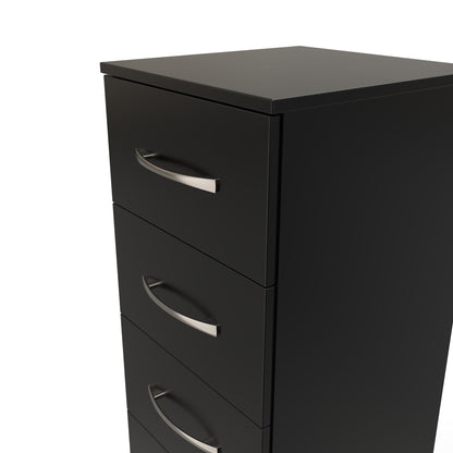Avon Tall Slim Chest of Drawers Black 5 Drawers 108cm