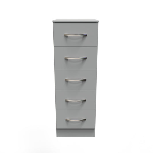Avon Tall Slim Chest of Drawers Grey 5 Drawers 108cm