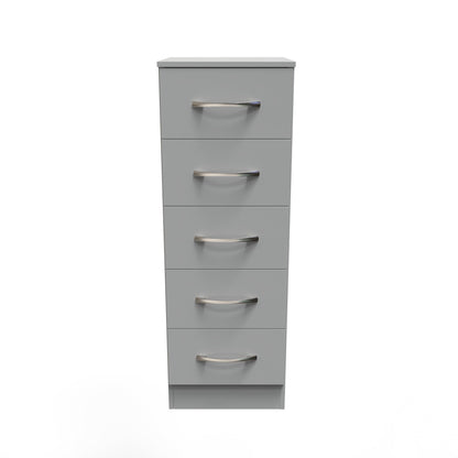 Avon Tall Slim Chest of Drawers Grey 5 Drawers 108cm