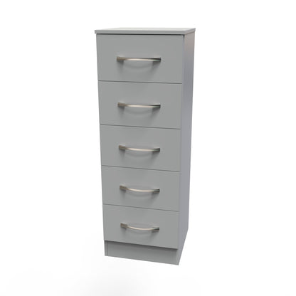 Avon Tall Slim Chest of Drawers Grey 5 Drawers 108cm
