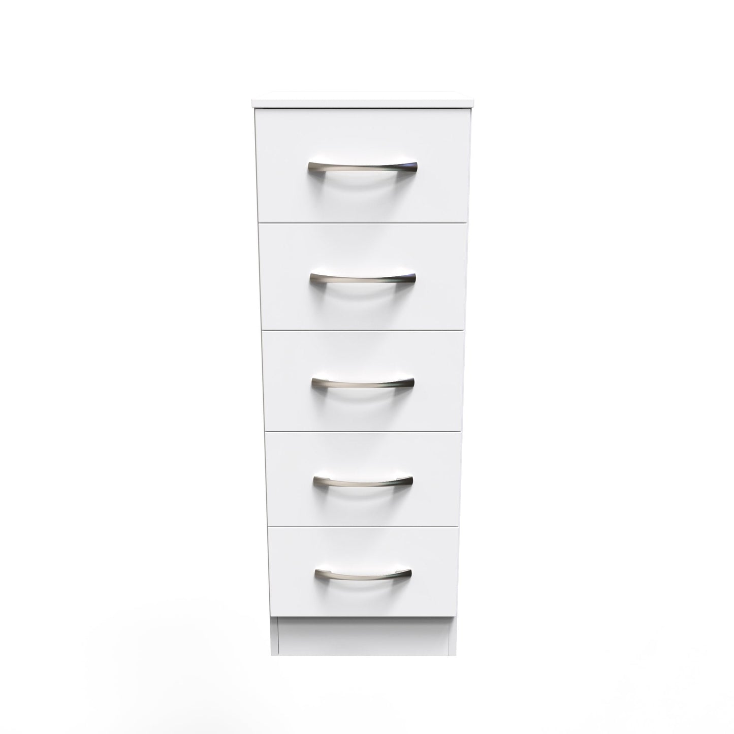 Avon Tall Slim Chest of Drawers White 5 Drawers 108cm