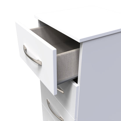 Avon Tall Slim Chest of Drawers White 5 Drawers 108cm
