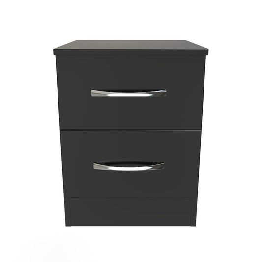 Avon Bedside Table Black 2 Drawers 51cm