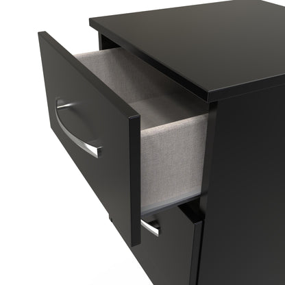 Avon Bedside Table Black 2 Drawers 51cm